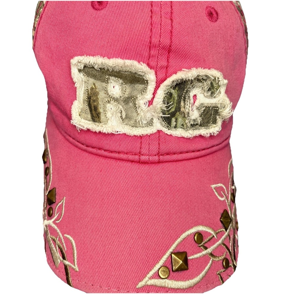 Realtree Camouflage Pink Bling Youth Cap Hat Adjustable Real Girl RG‎ Distressed